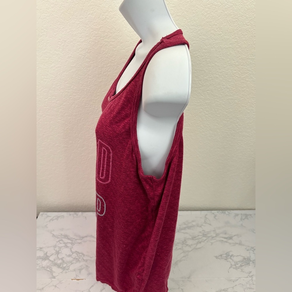 Secret Treasures Womens L 12-14 Red Heather Sleeveless Henley Neck Sleep Top​ - Picture 2 of 4